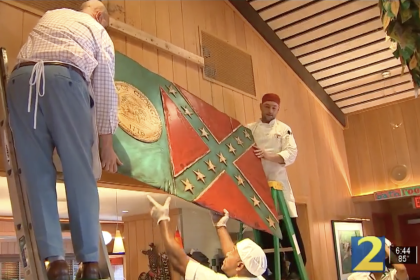 OK Cafe - Removes Confederate battle emblem Georgia Flag