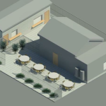 An artist's rendering of the future barbecue restaurant.