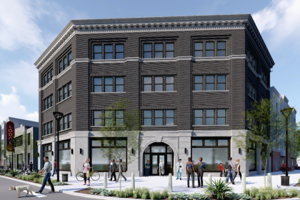 Rendering of the new office building planned for the corner of Moreland Avenue and Glenwood Avenue. The building has the opportunity for anchor tenant signage