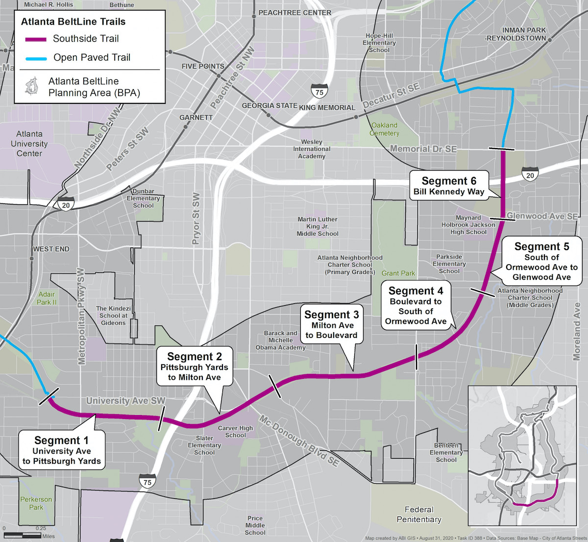 ABI Project Map Southside Trail Segments