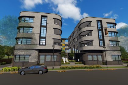 High-Density Residential Repurposes Dilapidated Home and Vacant Lots - Rendering 1