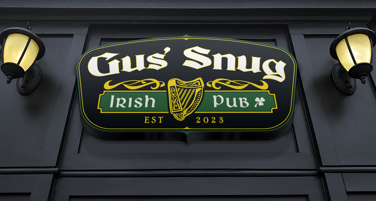 gus' snug new irish bar clawson front sign