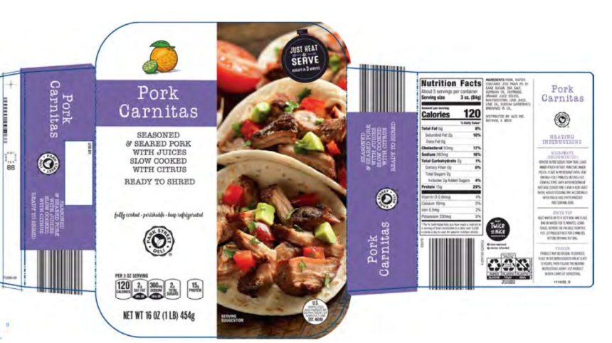 A public health alert has been released for Cargill's Pork Carnitas