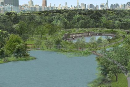 Visitors can enjoy summer swimming at the newly reimagined Gottesman Pool at the Davis Center at Harlem Meer, starting June 27.