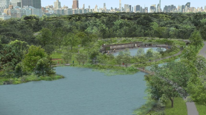 Visitors can enjoy summer swimming at the newly reimagined Gottesman Pool at the Davis Center at Harlem Meer, starting June 27.