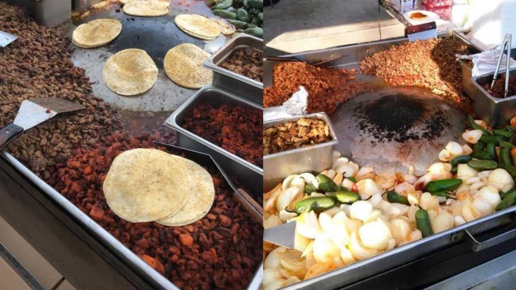 The food establishment serves Bistec de Res Encebollado and Yuca con Chicharron y Ensalada.