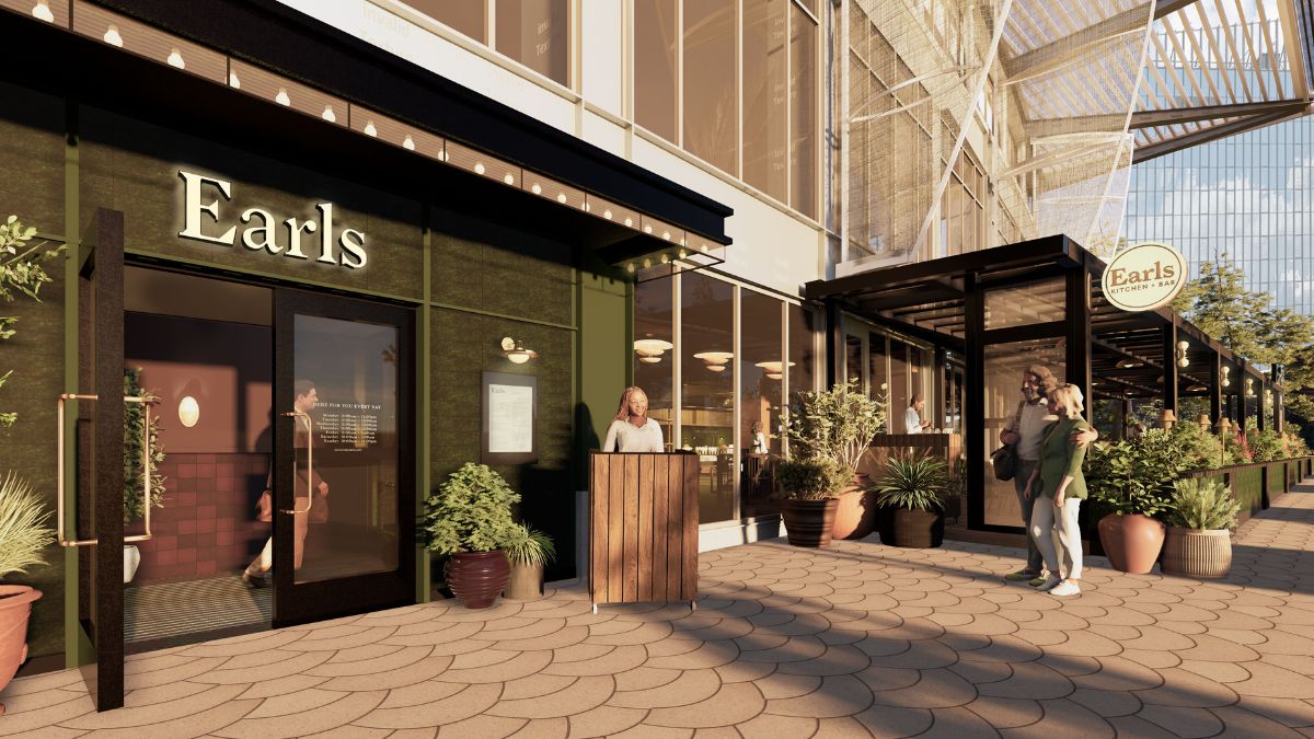 Scheduled for early 2027 opening, Earls Kitchen + Bar’s Seaport West venue will showcase a mix of modern decor and a vibrant waterfront setting.