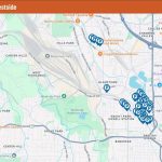 The map tool helps Atlanta locals find structured parking facilities spread throughout the neighborhood.