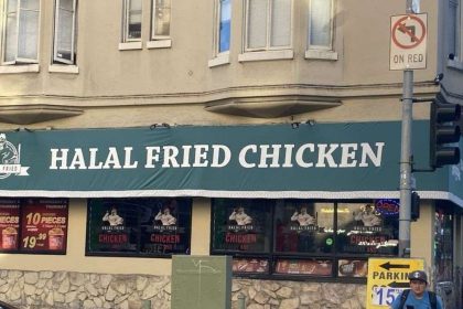 Halal Fried Chicken's Crispy fried chicken burger and fries