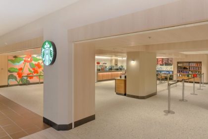 The refurbished Starbucks focuses on elevated guest experience through its ‘Green Apron Service.’