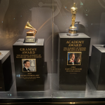 A rare sight: an Oscar, Emmy, Grammy, and Tony displayed side-by-side inside Fontainebleau Las Vegas’ new Hall of Excellence—bringing together some of the most coveted awards in entertainment history | Photo: Caleb J. Spivak for Whatnow Las Vegas