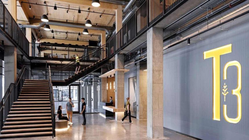 The building has 239,000 square feet of office and retail space, open terraces, a variety of amenity spaces, and more.