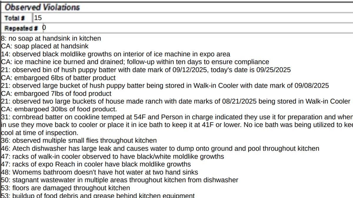The restaurant has to follow up in 10 days after fixing the critical violations