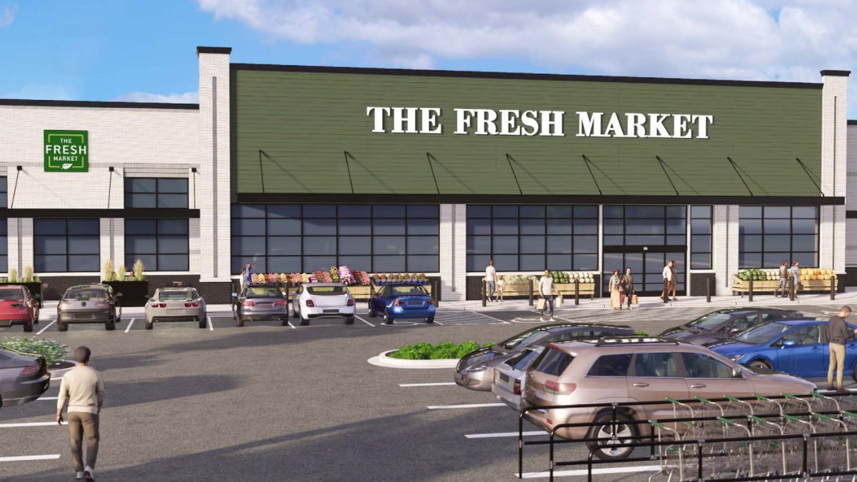 Construction on infrastructure began in mid-2025, with The Fresh Market announced as the district’s first major tenant.