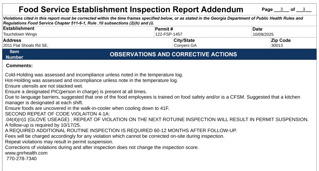 Detailed comments and follow-up inspection