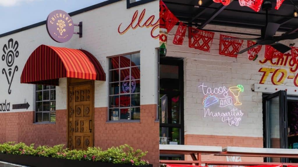 Street view and entrance of Chicheria Mexican Kitchen