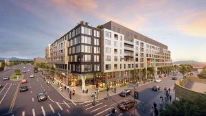 Tenants will receive 489 living apartments, ground-floor retail, and a public plaza.