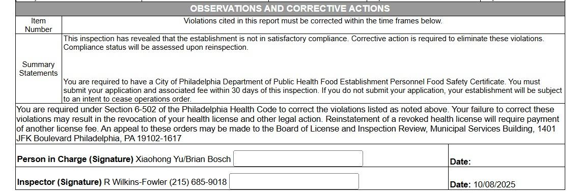 Screenshot from Benny Peretti's inspection report