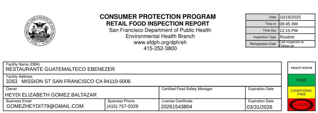 Restaurante Guatemal Teco Ebenezer inspection report