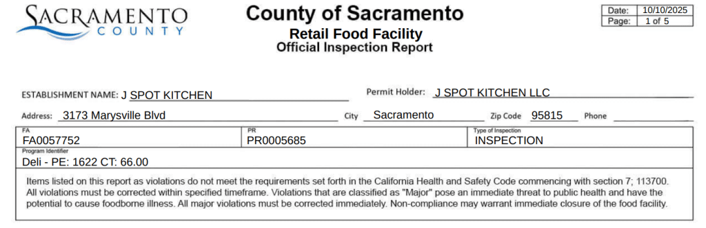 Here's a screenshot of the inspection report.