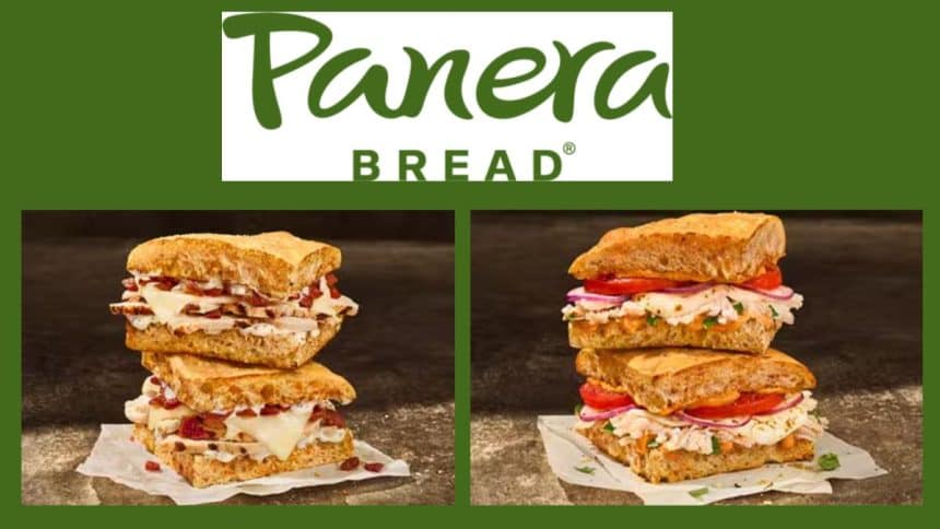 Logo and sandwiches from Panera Bread