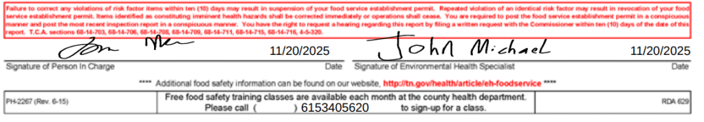 Based on this, the Thai food facility has been suggested to take corrective steps within 10 days.