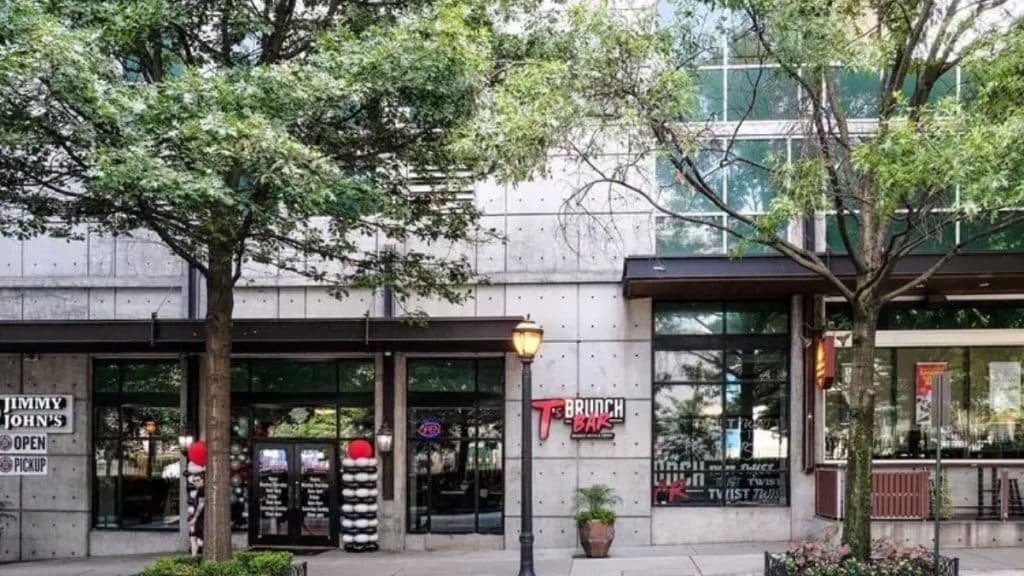 Street view of the party-style brunch classic, T's Brunch Bar