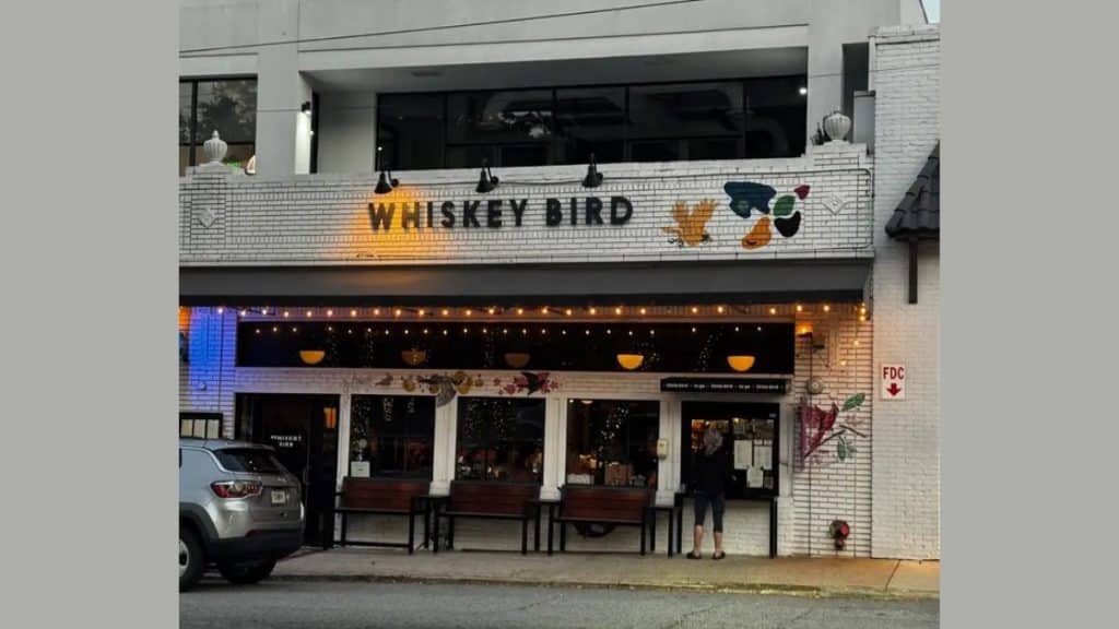 Front view and entrance of Whiskey Bird