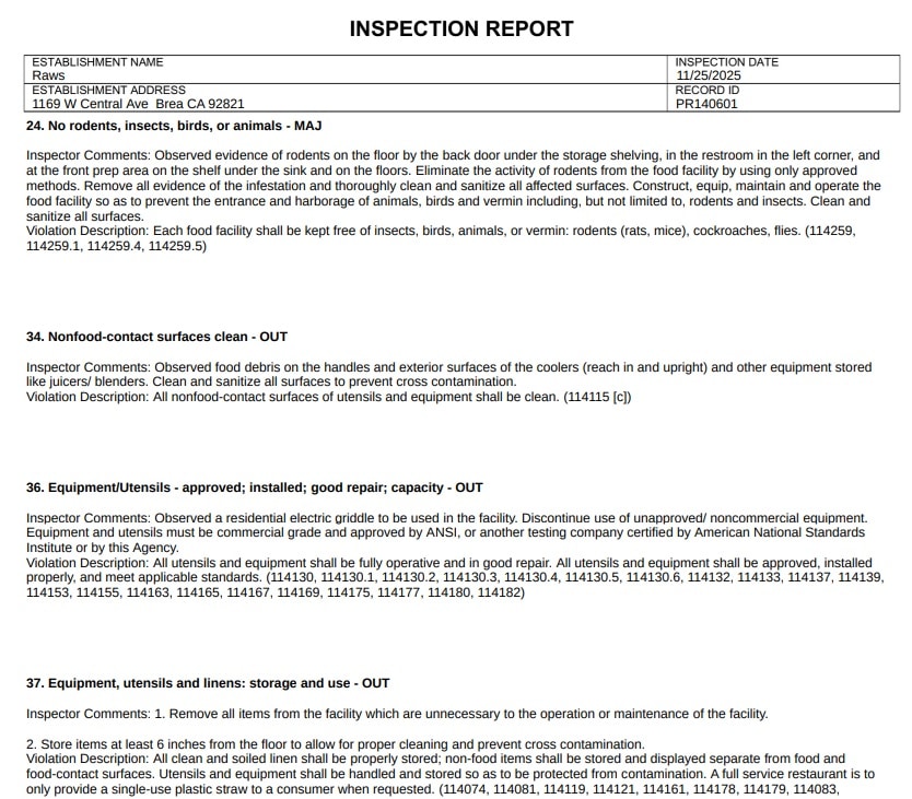 A residential electric griddle was found in use during inspection