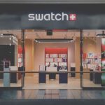 The newly opened Swatch store features an airy, modern interior
