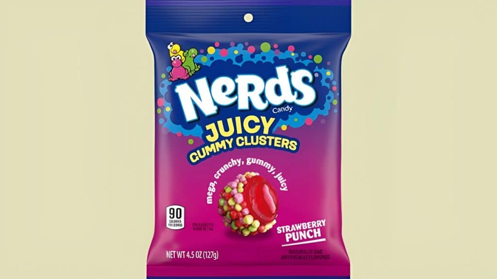An image of the pack of Nerds Juicy Gummy Clusters in Strawberry Punch flavor