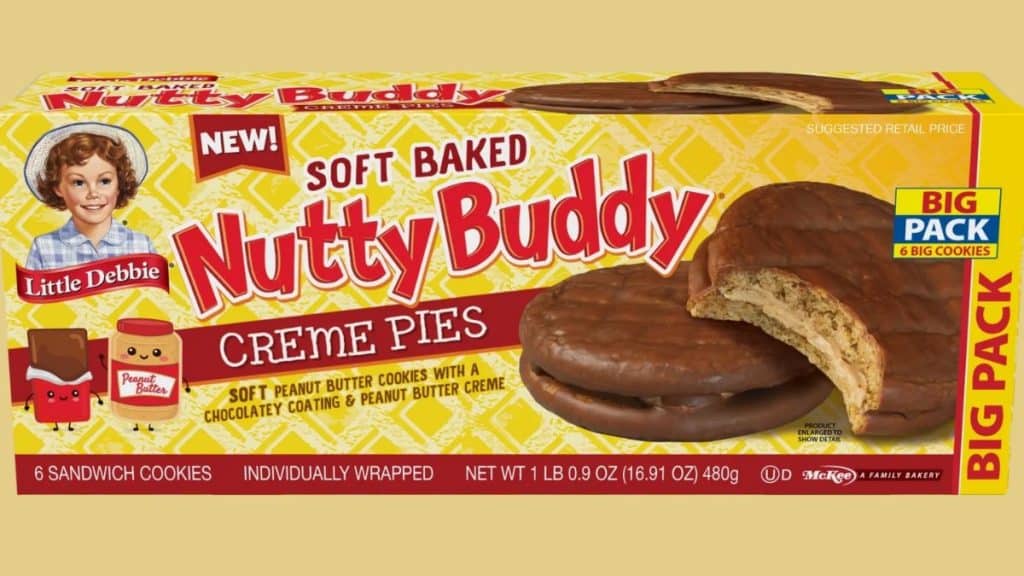 Image of peanut butter and chocolate flavored soft-baked Nutty Buddy Creme Pies (Source: littledebbie.com)
