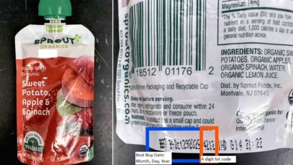 The puree pouch for babies was recalled due to possibly high levels of lead (Source: fda.gov)
