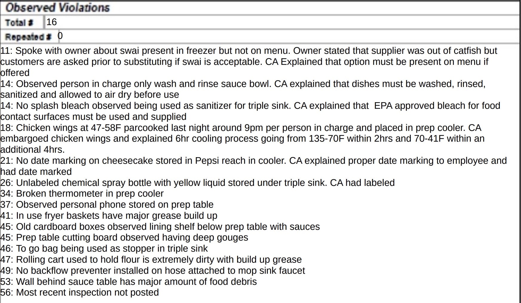 An unlabeled chemical spray bottle containing a yellow liquid was found under the triple sink.