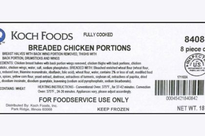 Suzanna’s Kitchen has recalled certain fully cooked breaded chicken products after discovering misbranding issues, according to the USDA.