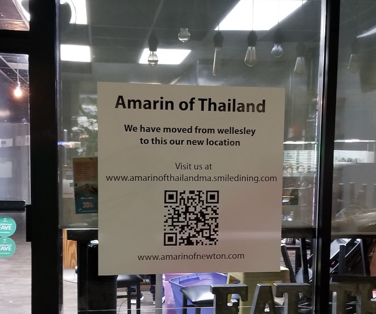 Amarin of Thailand Reopening in Newtonville After Wellesley Closure