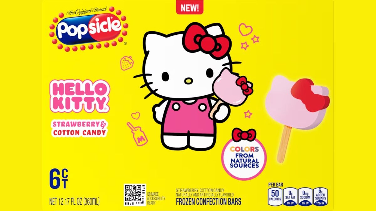 Popsicle continues its trend of aesthetically pleasing ice cream bars with the Hello Kitty Frozen Confection Bar, soon to be available at retail stores.