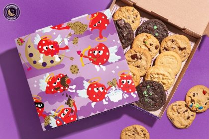 Insomnia Cookies is celebrating Valentine’s Day with its first-ever pop-up date night reservations, dips, and a special Cherub Chunk gift box.