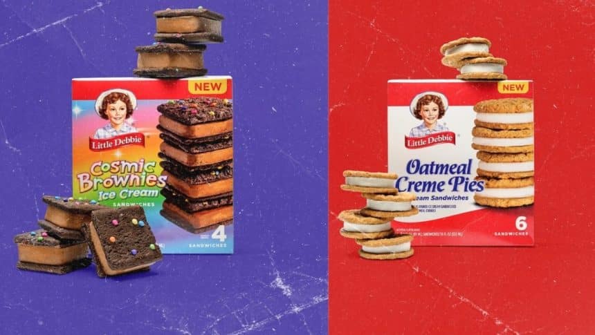 Little Debbie is bringing its iconic snack cakes to the freezer aisle with new ice cream sandwiches inspired by Oatmeal Creme Pies and Cosmic Brownies.