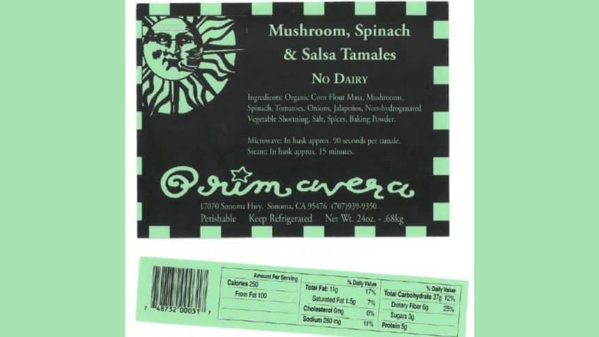 Primavera Nueva Inc. has extended the product list of select 4-count tamales due to potential Listeria monocytogenes contamination.