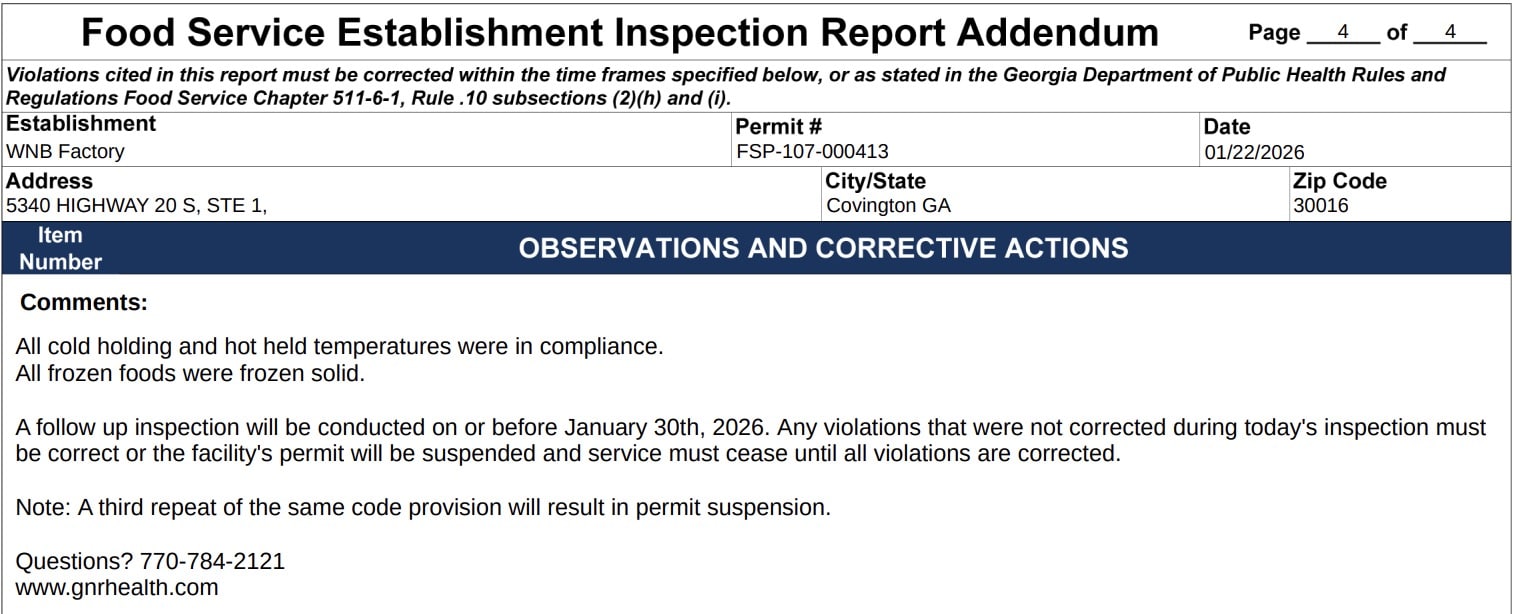 The report mentioned that the back door of the facility was left open. The person in charge closed the back door.