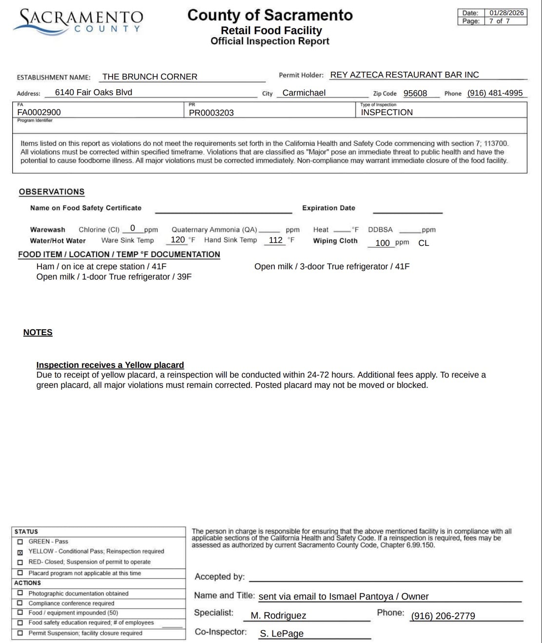 The facility was missing chlorine test strips