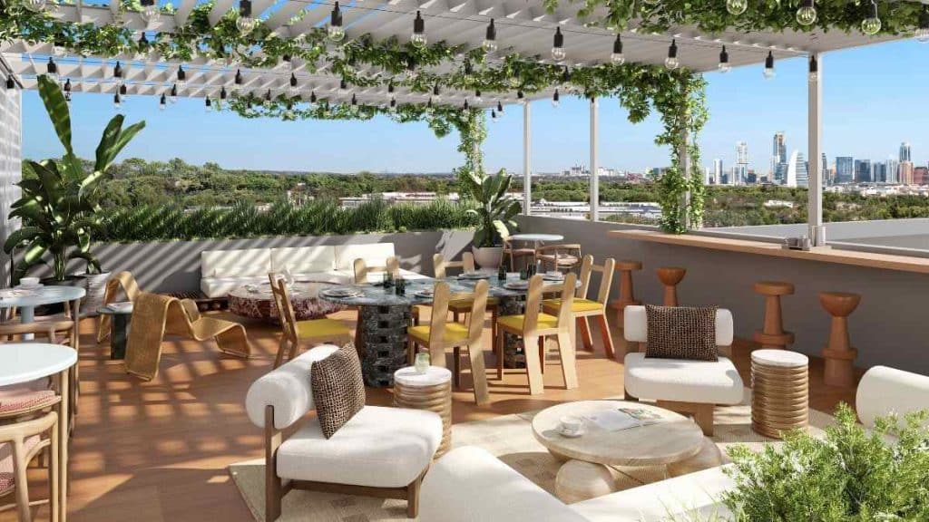 Here is rooftop image of the Austin-based property/