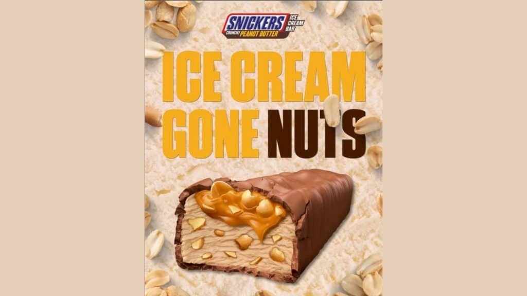 Snickers Ice Cream Crunchy Peanut Butter, packed with peanuts and frozen to perfection (Source: Instagram@snickers)