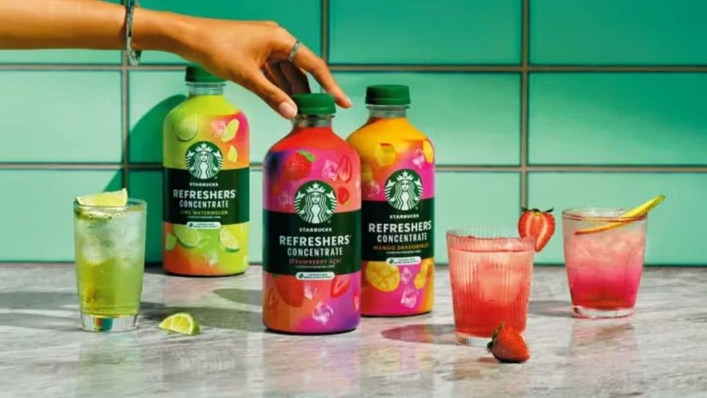 Three new flavors of Starbucks Refreshers Concentrate (Source: athome.starbucks.com)