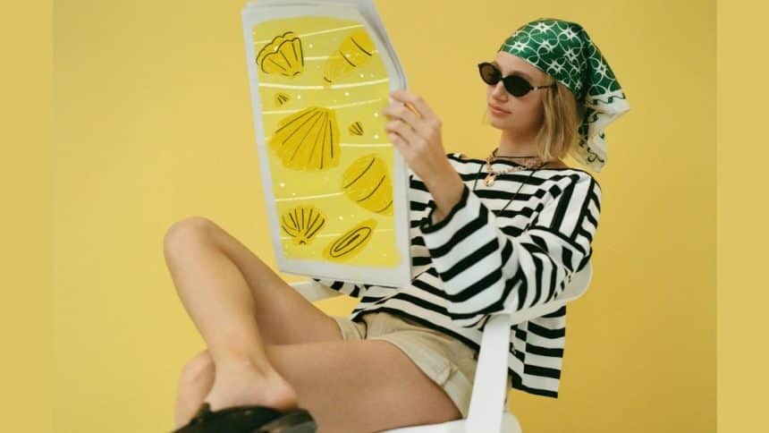 This image shows a model wearing the latest collection of Maeve.