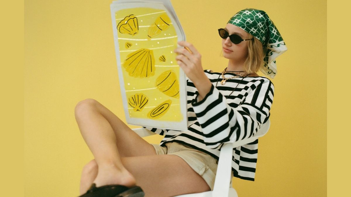 This image shows a model wearing the latest collection of Maeve.