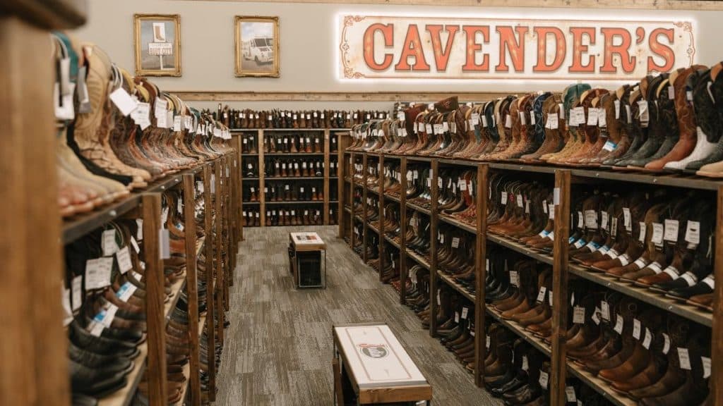 Inside the Cavender’s store, where one can find stylish boots, hats, shirts, dresses, and more (Source: Official)