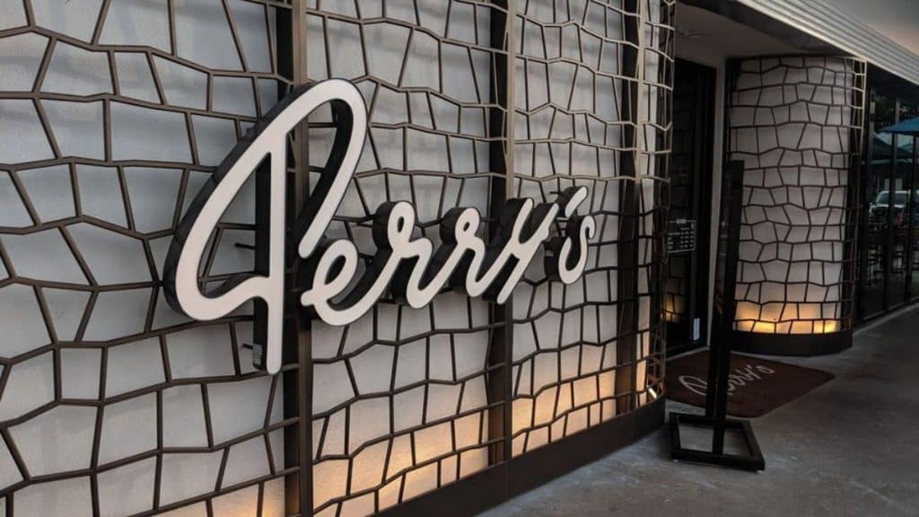 The entrance of Perry’s Steakhouse and Grille in River Oaks (Source: Yelp by Belly G.)
