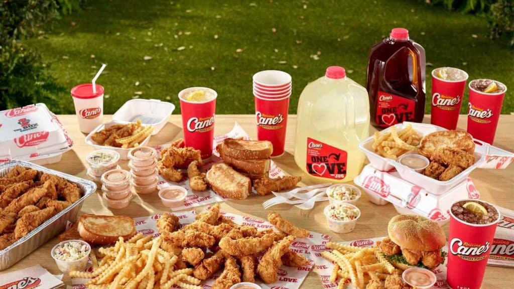 This image shows items offered by Raising Cane's.